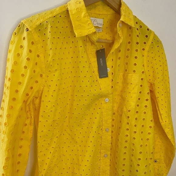 NWT J. Crew Sunny Yellow Eyelet Button Down Shirt - Picture 7 of 8